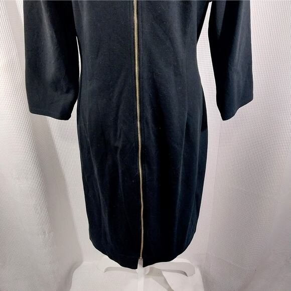 THE LIMITED! LUXE BLACK STRETCH, FORM FITTED LONG SLEEVE MIDI DRESS! SZ XL - Picture 8 of 11